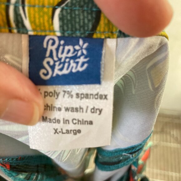 Ripskirt Hawaii Tropical Leaf Swim Coverup - Teal and Red - Picture 4 of 4